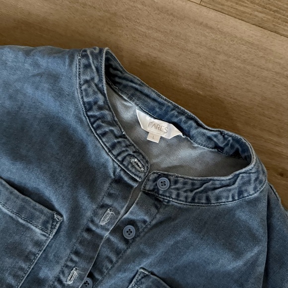 FARES Blue Wash Soft Stretchy Long Sleeve Waist Tie Denim Maxi Dress - Picture 7 of 9